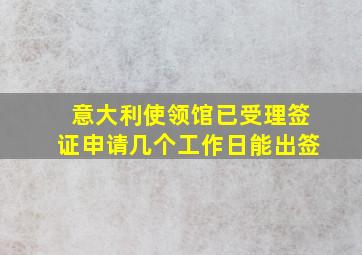 意大利使领馆已受理签证申请几个工作日能出签