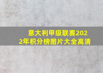 意大利甲级联赛2022年积分榜图片大全高清