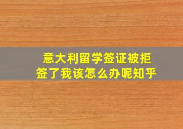 意大利留学签证被拒签了我该怎么办呢知乎