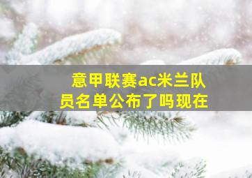 意甲联赛ac米兰队员名单公布了吗现在