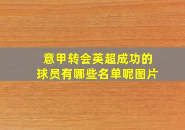 意甲转会英超成功的球员有哪些名单呢图片