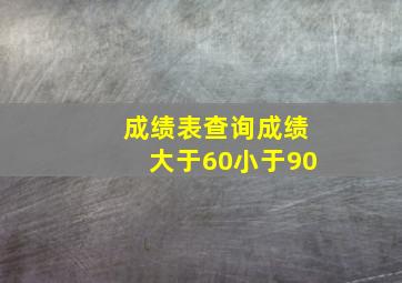 成绩表查询成绩大于60小于90