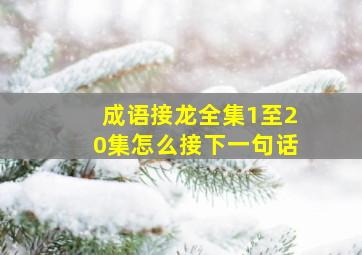 成语接龙全集1至20集怎么接下一句话