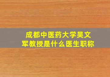 成都中医药大学吴文军教授是什么医生职称