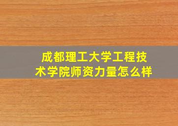 成都理工大学工程技术学院师资力量怎么样