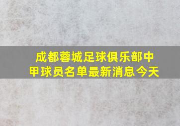 成都蓉城足球俱乐部中甲球员名单最新消息今天