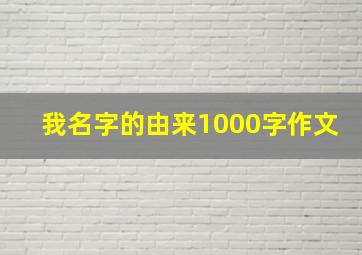 我名字的由来1000字作文