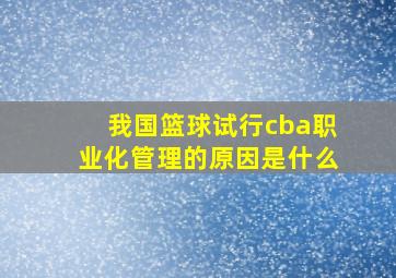 我国篮球试行cba职业化管理的原因是什么