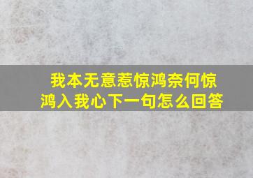 我本无意惹惊鸿奈何惊鸿入我心下一句怎么回答