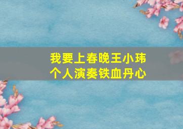 我要上春晚王小玮个人演奏铁血丹心