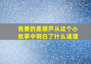 我要的是葫芦从这个小故事中明白了什么道理