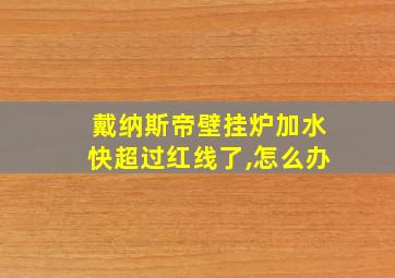 戴纳斯帝壁挂炉加水快超过红线了,怎么办