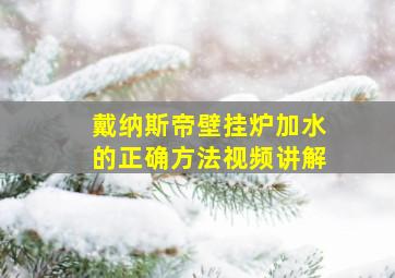 戴纳斯帝壁挂炉加水的正确方法视频讲解