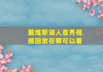 戴维斯湖人首秀视频回放在哪可以看