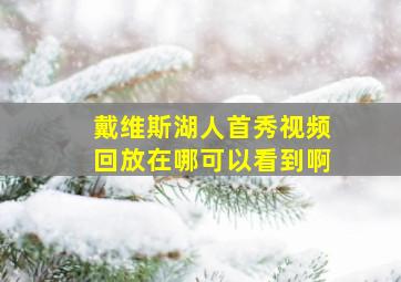 戴维斯湖人首秀视频回放在哪可以看到啊