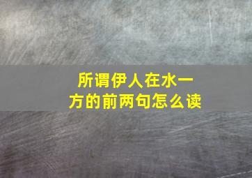 所谓伊人在水一方的前两句怎么读