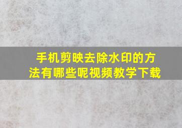 手机剪映去除水印的方法有哪些呢视频教学下载