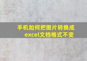 手机如何把图片转换成excel文档格式不变