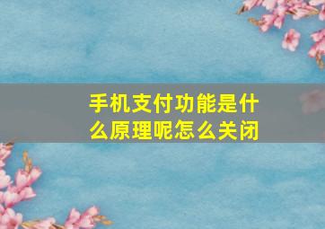 手机支付功能是什么原理呢怎么关闭