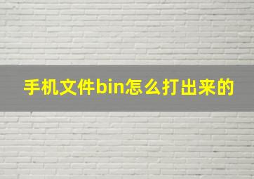 手机文件bin怎么打出来的