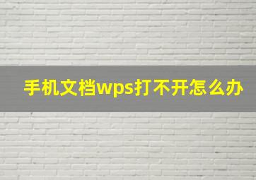 手机文档wps打不开怎么办