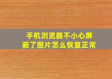 手机浏览器不小心屏蔽了图片怎么恢复正常