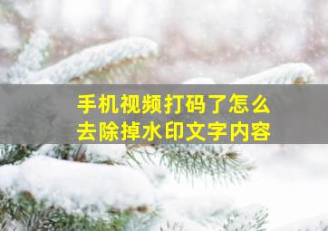 手机视频打码了怎么去除掉水印文字内容