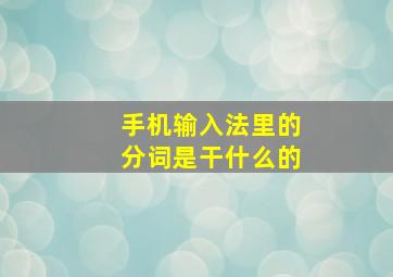 手机输入法里的分词是干什么的