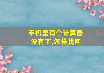 手机里有个计算器没有了,怎样找回