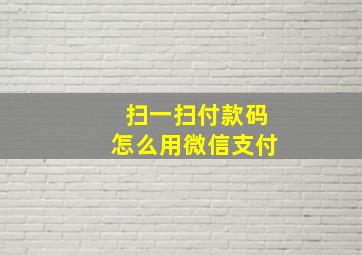 扫一扫付款码怎么用微信支付