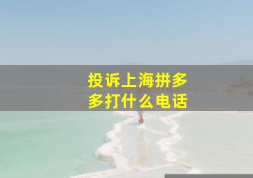 投诉上海拼多多打什么电话