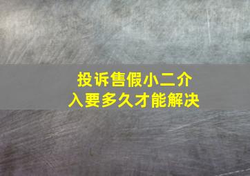 投诉售假小二介入要多久才能解决