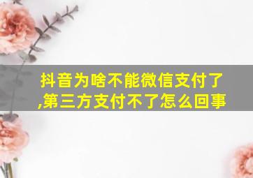 抖音为啥不能微信支付了,第三方支付不了怎么回事