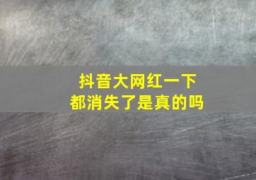 抖音大网红一下都消失了是真的吗