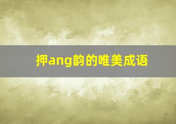 押ang韵的唯美成语