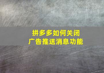 拼多多如何关闭广告推送消息功能