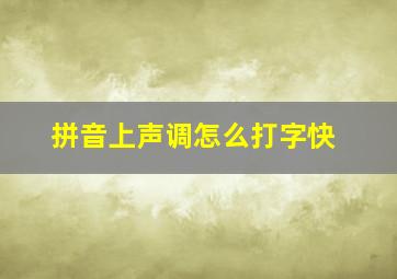 拼音上声调怎么打字快