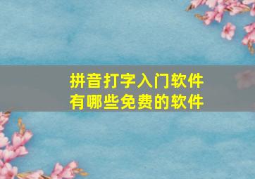 拼音打字入门软件有哪些免费的软件