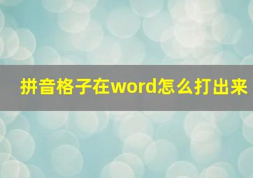 拼音格子在word怎么打出来