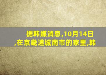 据韩媒消息,10月14日,在京畿道城南市的家里,韩