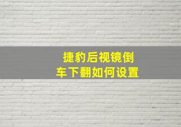 捷豹后视镜倒车下翻如何设置