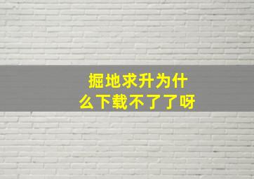 掘地求升为什么下载不了了呀