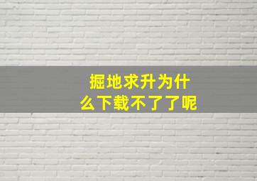 掘地求升为什么下载不了了呢