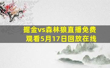 掘金vs森林狼直播免费观看5月17日回放在线