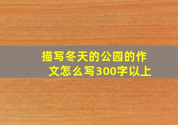 描写冬天的公园的作文怎么写300字以上