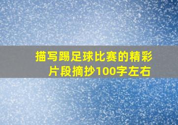 描写踢足球比赛的精彩片段摘抄100字左右