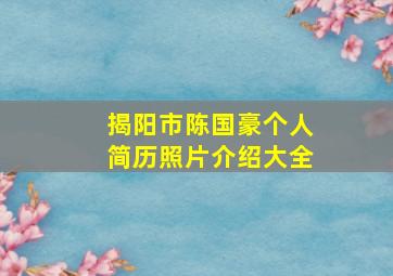 揭阳市陈国豪个人简历照片介绍大全