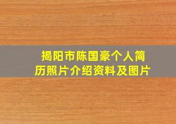 揭阳市陈国豪个人简历照片介绍资料及图片