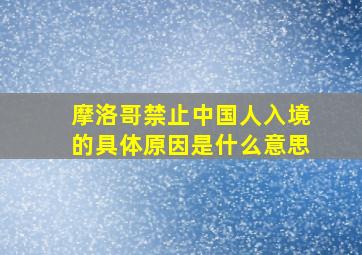 摩洛哥禁止中国人入境的具体原因是什么意思