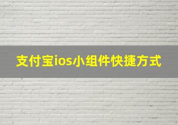 支付宝ios小组件快捷方式